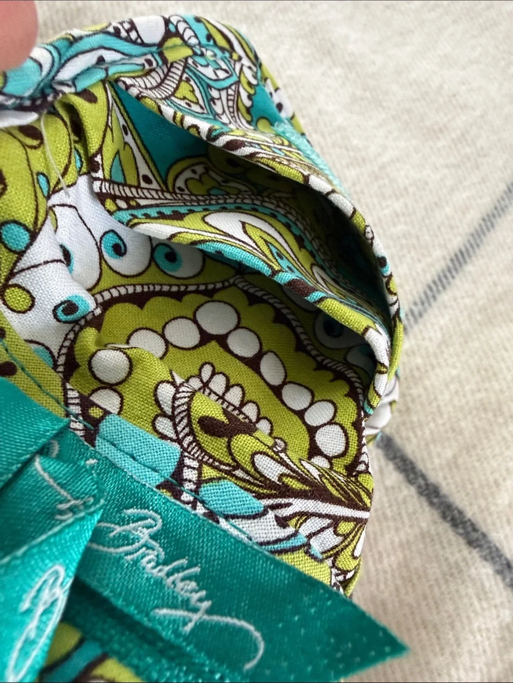 VERA Bradley Quilted Fold-Over Wallet in Teal and Lime Paisley
